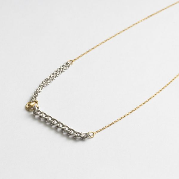 LISRIQUE/drop バイカラー&ミックスチェーン ネックレス -身につける